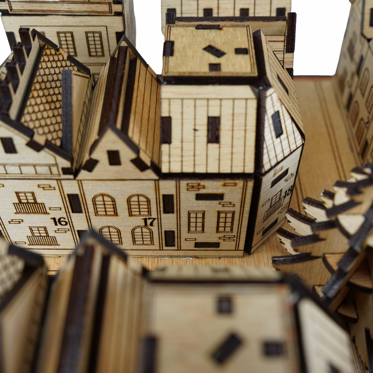 Christmas Advent Village (Light wood) including Festive 24 Filler Pack