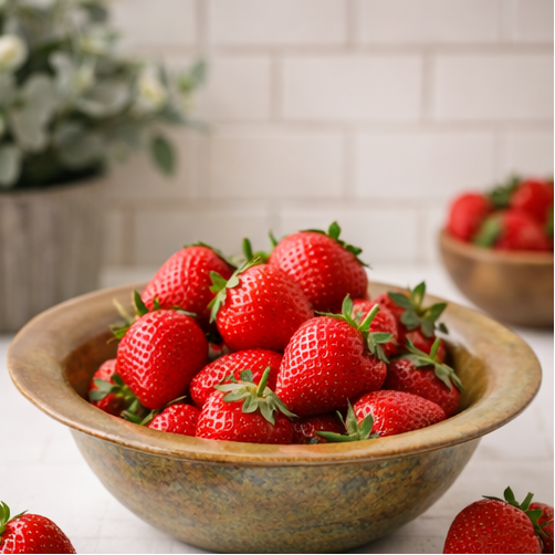 Decorative Stoneware Bowl with strawberries