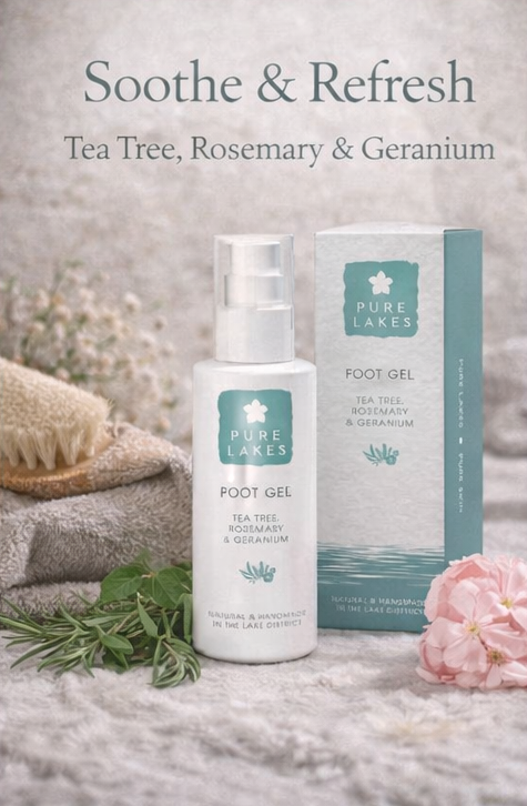 Foot gel with packaging and 'Pure Lakes' branding