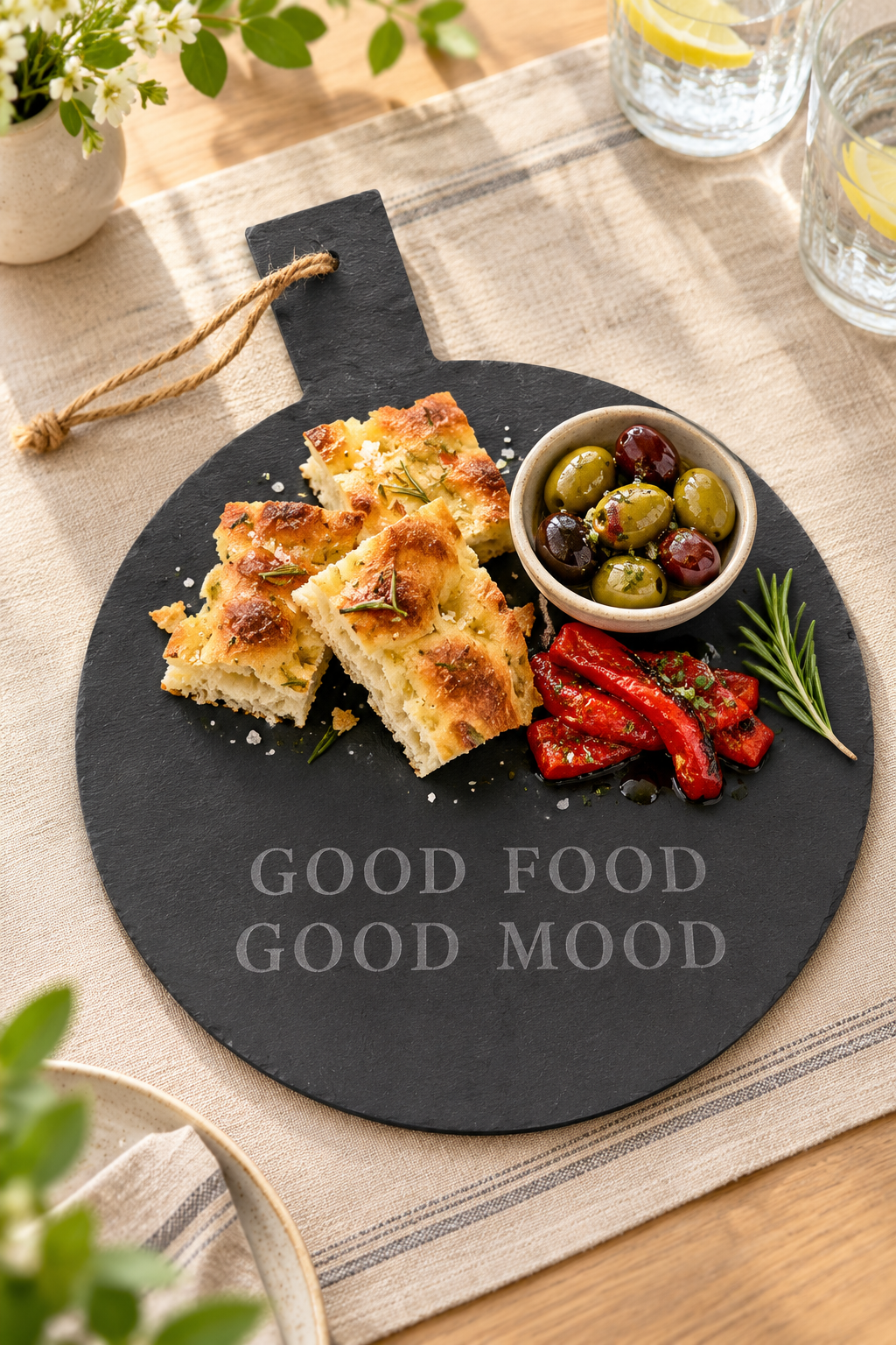 Round Slate Serving Board with Handle – Personalised or Blank