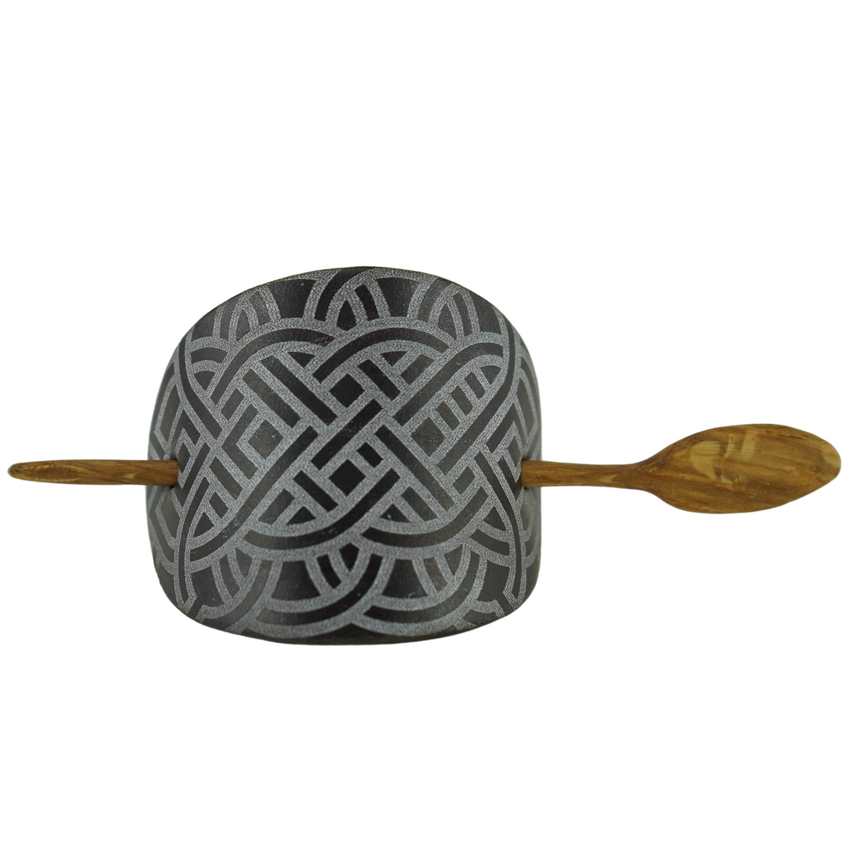 Handcrafted Leather Hair Barrette – Celtic, Hand-Painted with Oak Stick