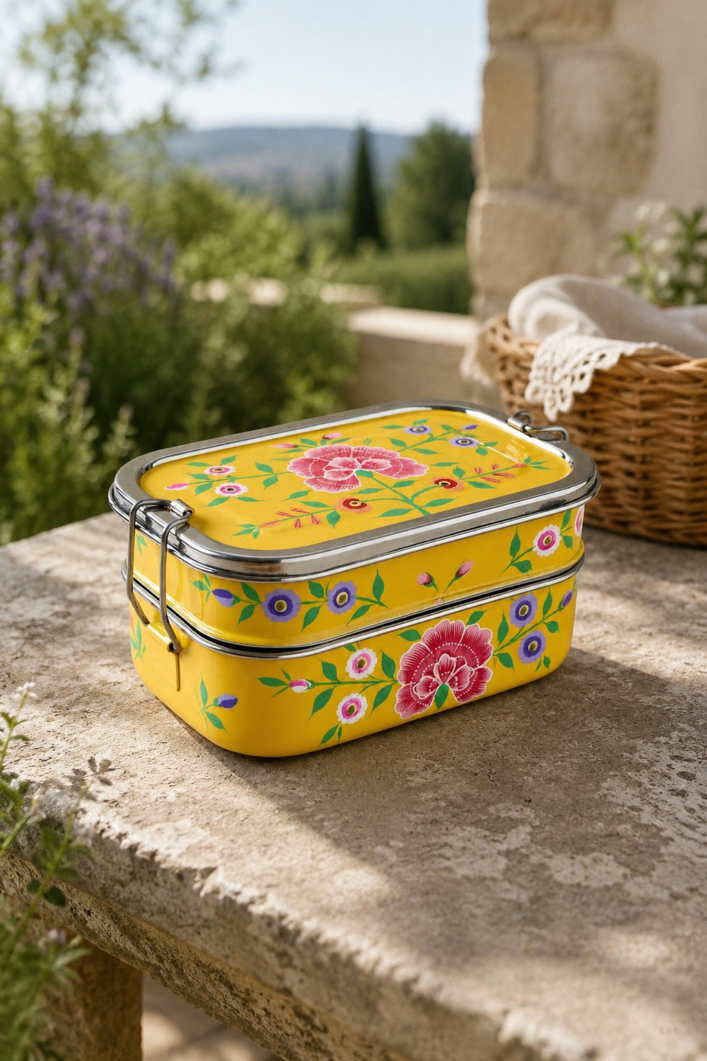 Hand-painted Sunshine stainless steel lunch box