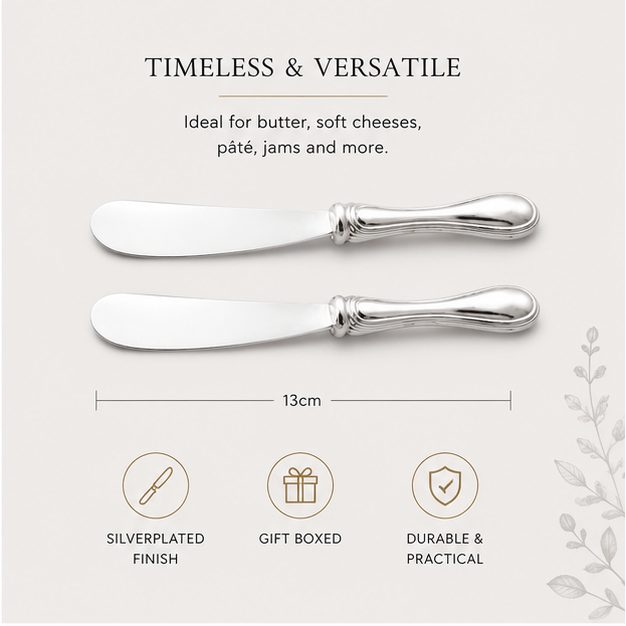 Italia Silverplated Butter Spreaders – Pair
