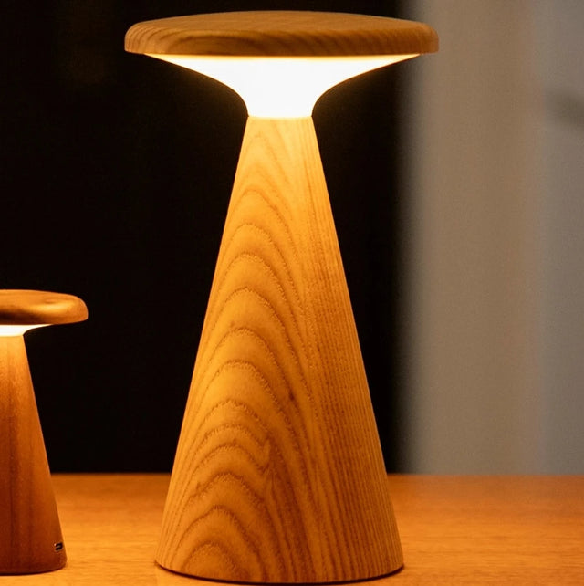 wooden lights on a wooden surface.