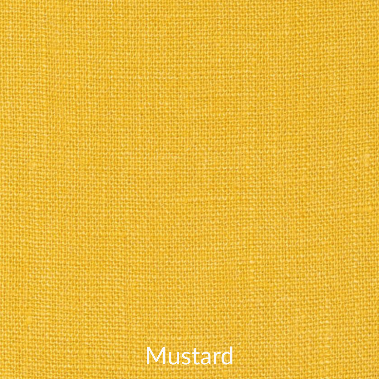 Solid mustard yellow color swatch with the word 'Mustard' below it.