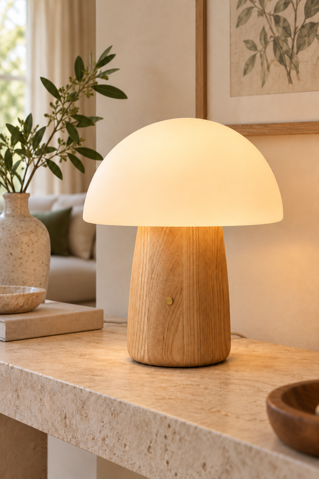 Alice Mushroom Lamp – Large Dimmable Wooden Table Lamp