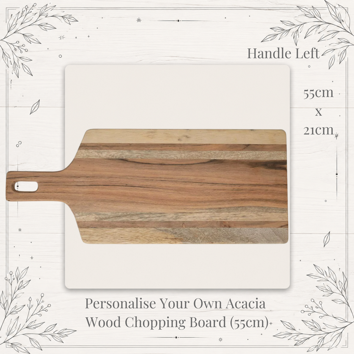 Personalised Acacia Wood Chopping Board – Engraved 55cm Wooden Board