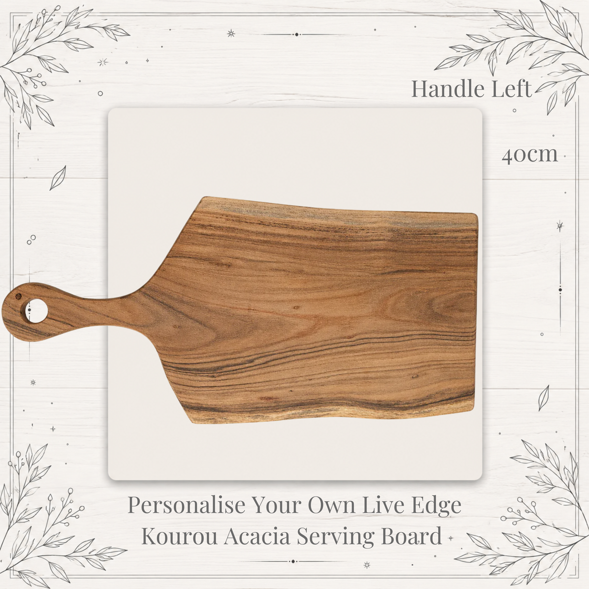 Personalised Live Edge Kourou Acacia Serving Board – Design Your Own Engraved Board