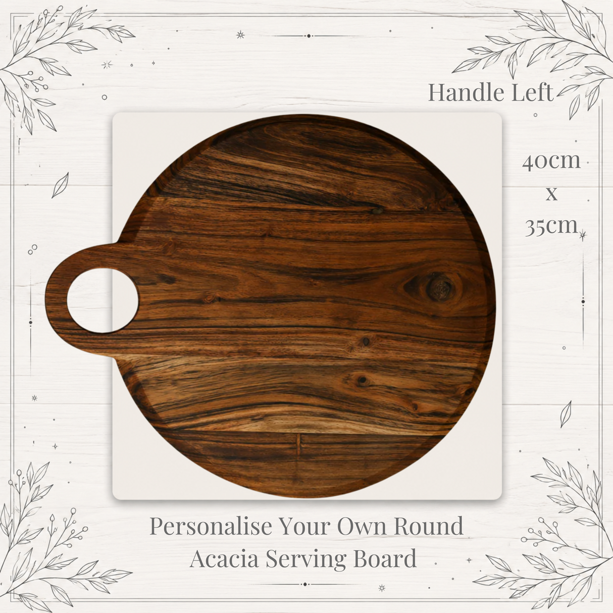 Personalise Your Own Round Acacia Serving Board (40cm)