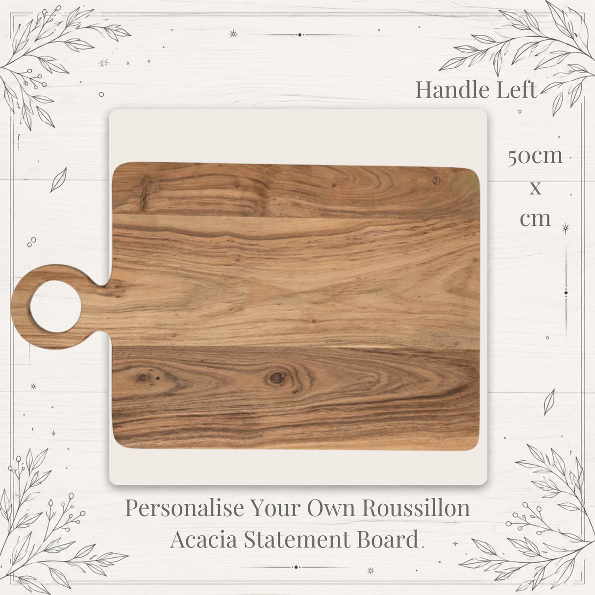 Personalised Roussillon Acacia Statement Board – Engraved 50cm Serving Board