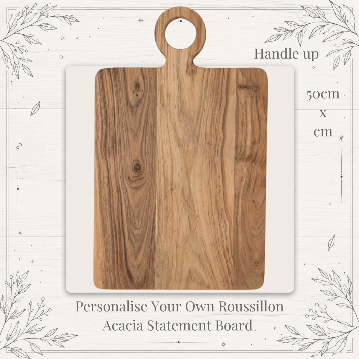 Personalised Roussillon Acacia Statement Board – Engraved 50cm Serving Board