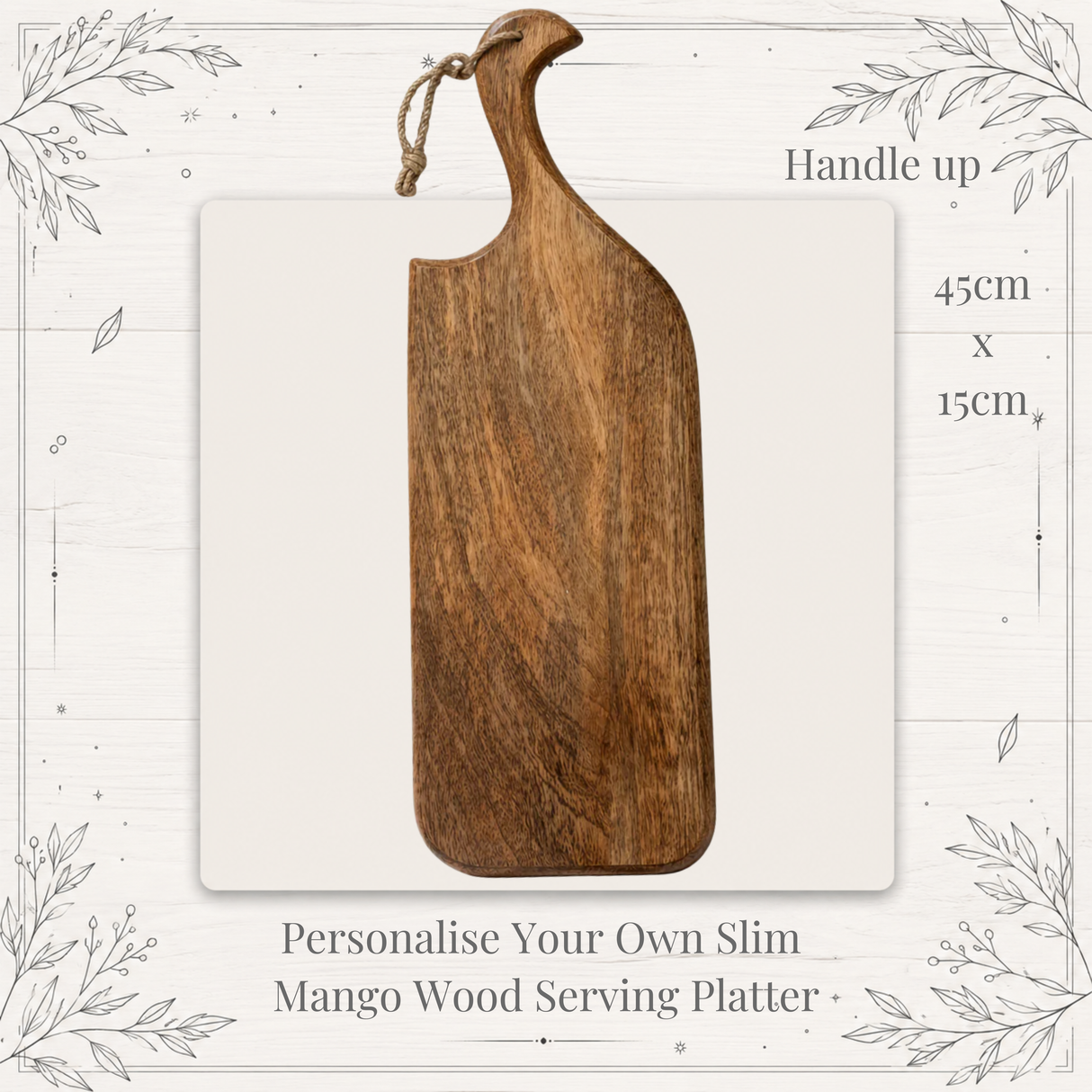 Personalised Slim Mango Wood Serving Platter – Engraved Wooden Serving Board