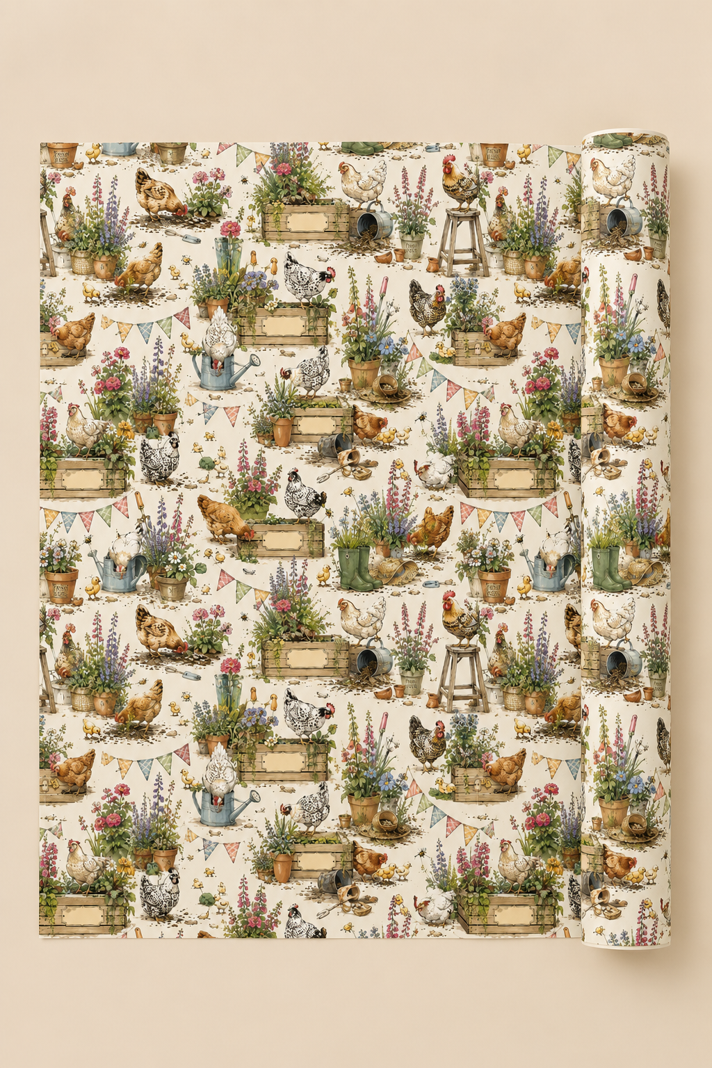 Personalised Chicken Wrapping Paper – Custom Text Gift Wrap