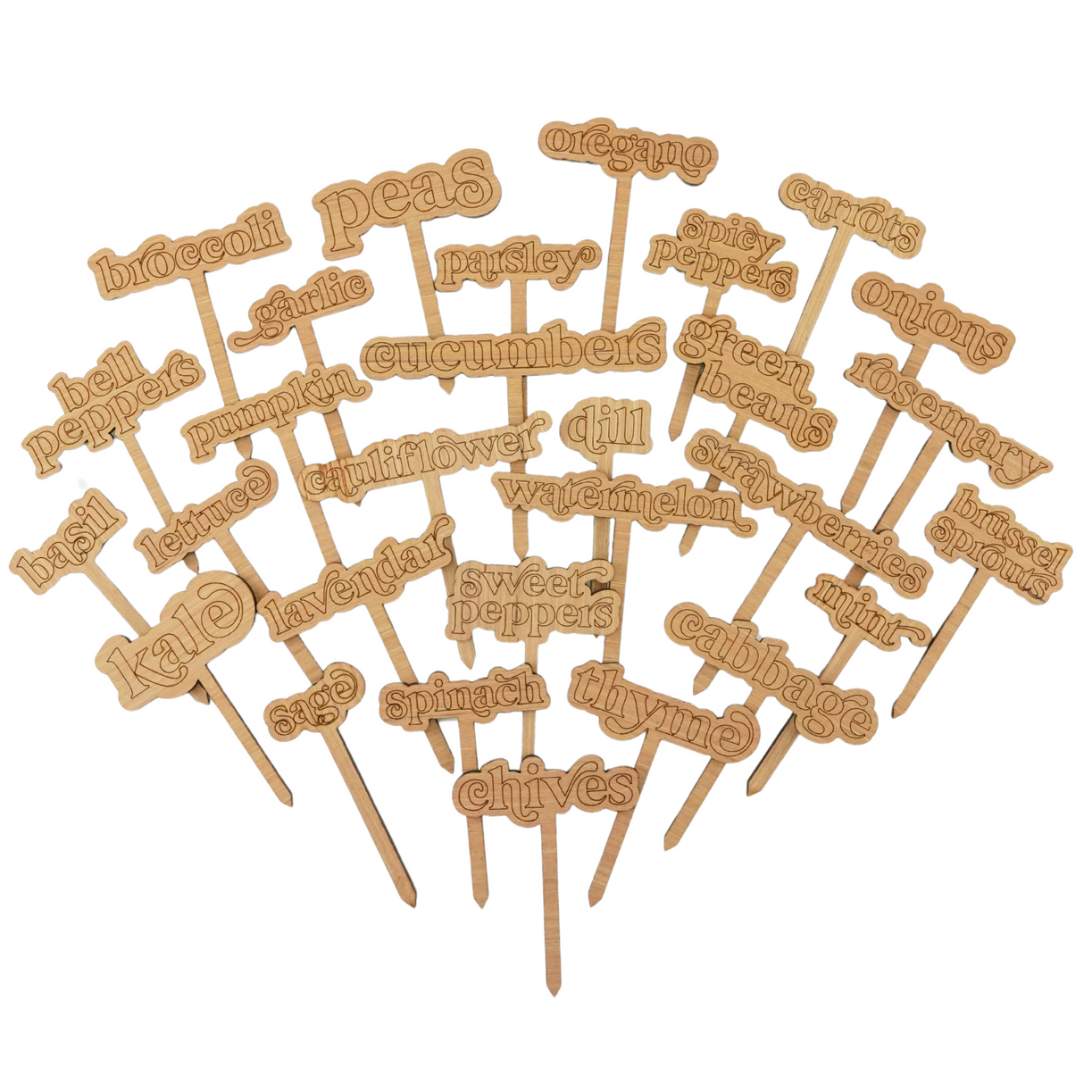 Wooden Garden Markers: Bubble Edition (set of 29)