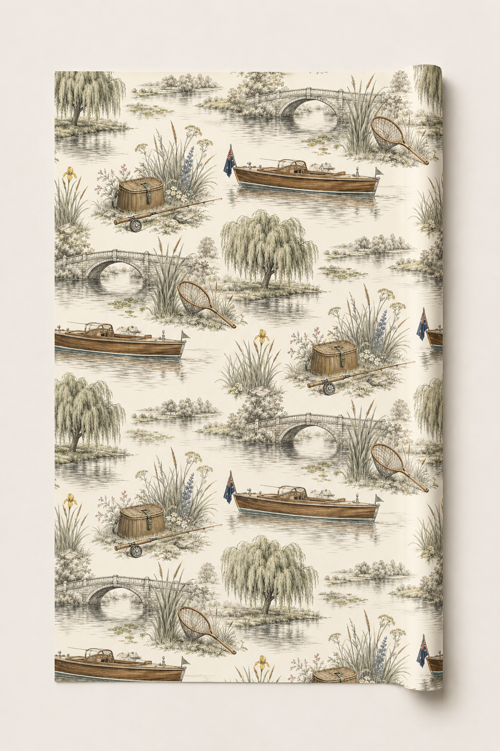 Rolled countryside wrapping paper suitable for anglers, boat lovers and Father’s Day gifts.