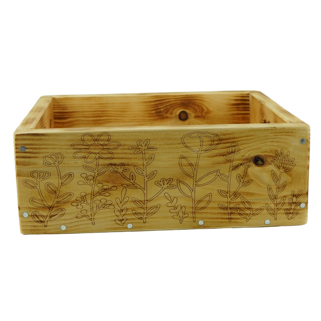 Rustic Meadow Wooden Tray with Heart Handles – Handcrafted in Derbyshire