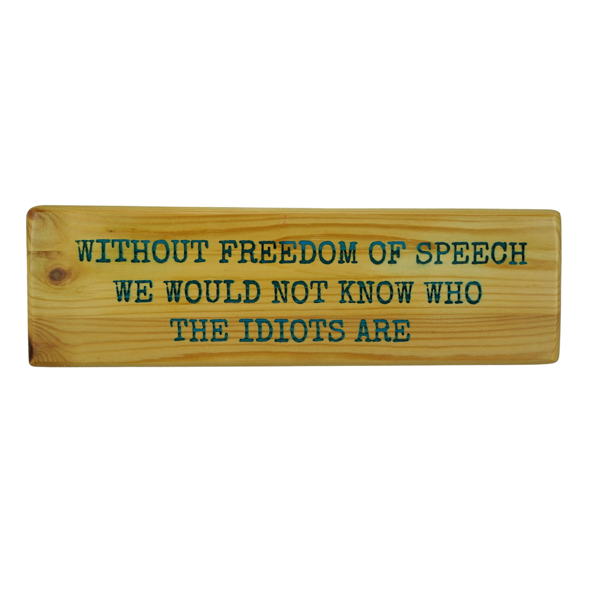 Without freedom of speech we would not know who the idiots are - Wooden Sign