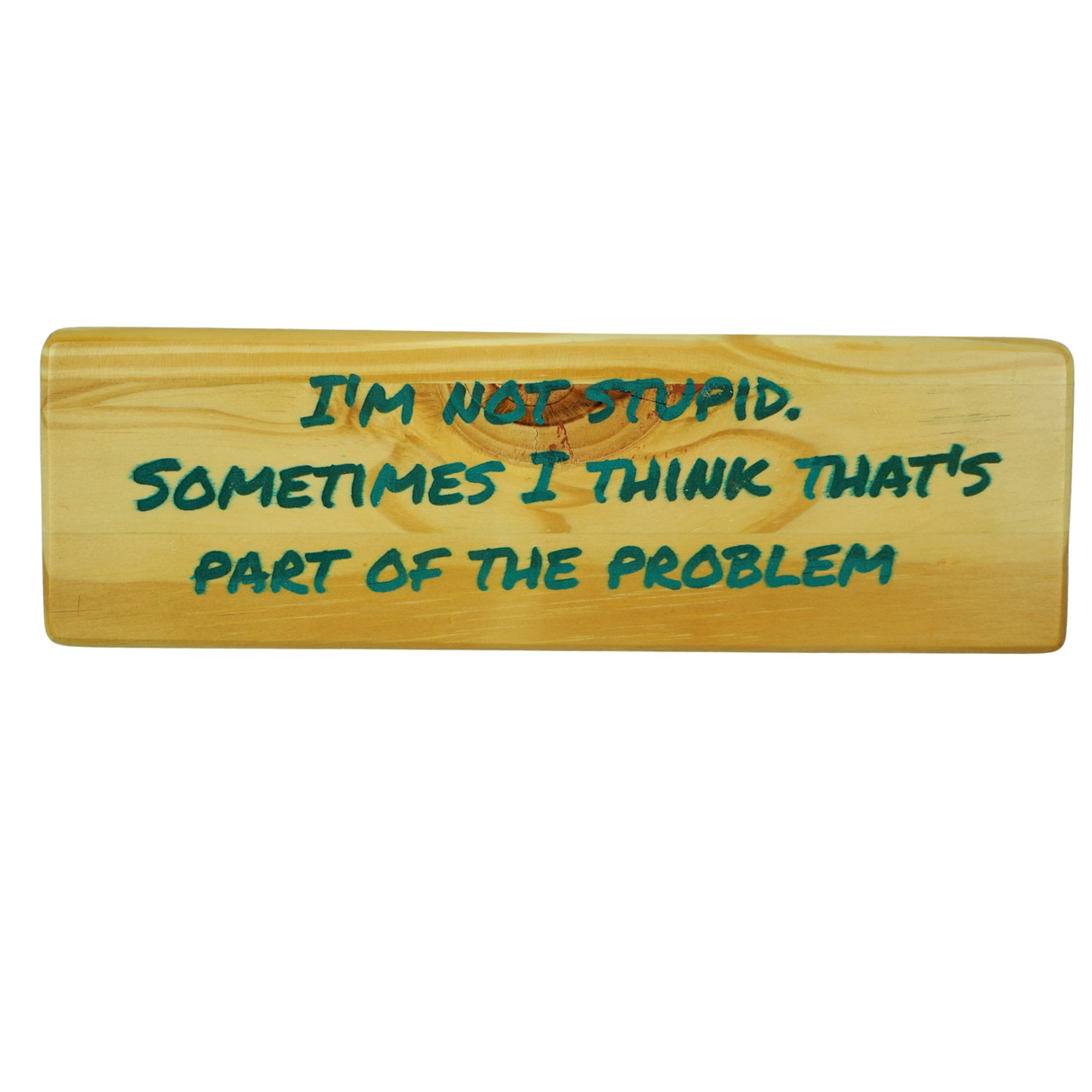 I'm not stupid. Sometimes I think that's part of the problem - Wooden Sign
