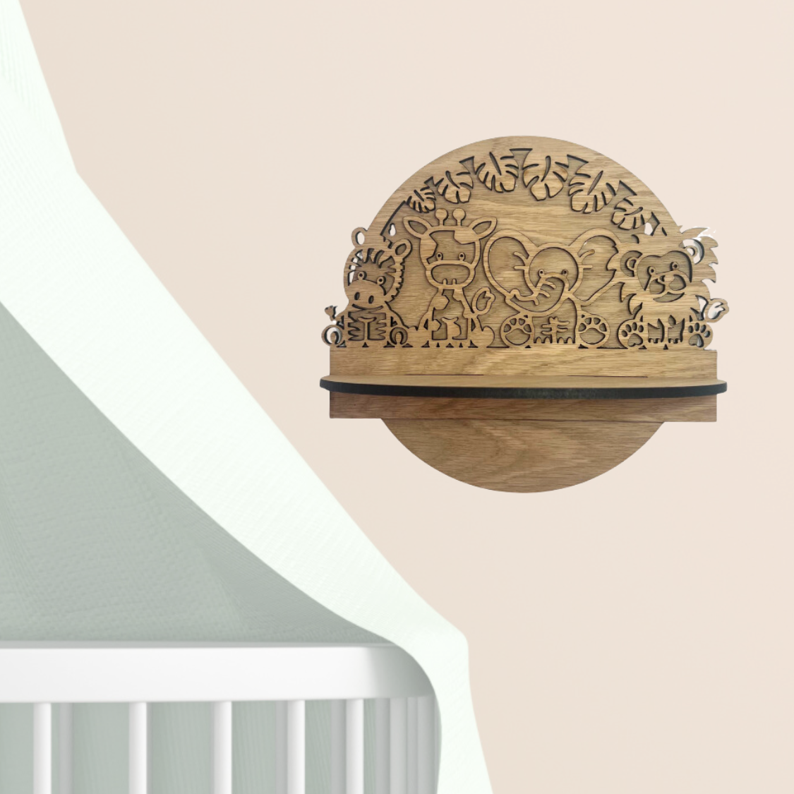 Safari Friends Shelf for Baby Monitor in Home Nursery Safari Theme