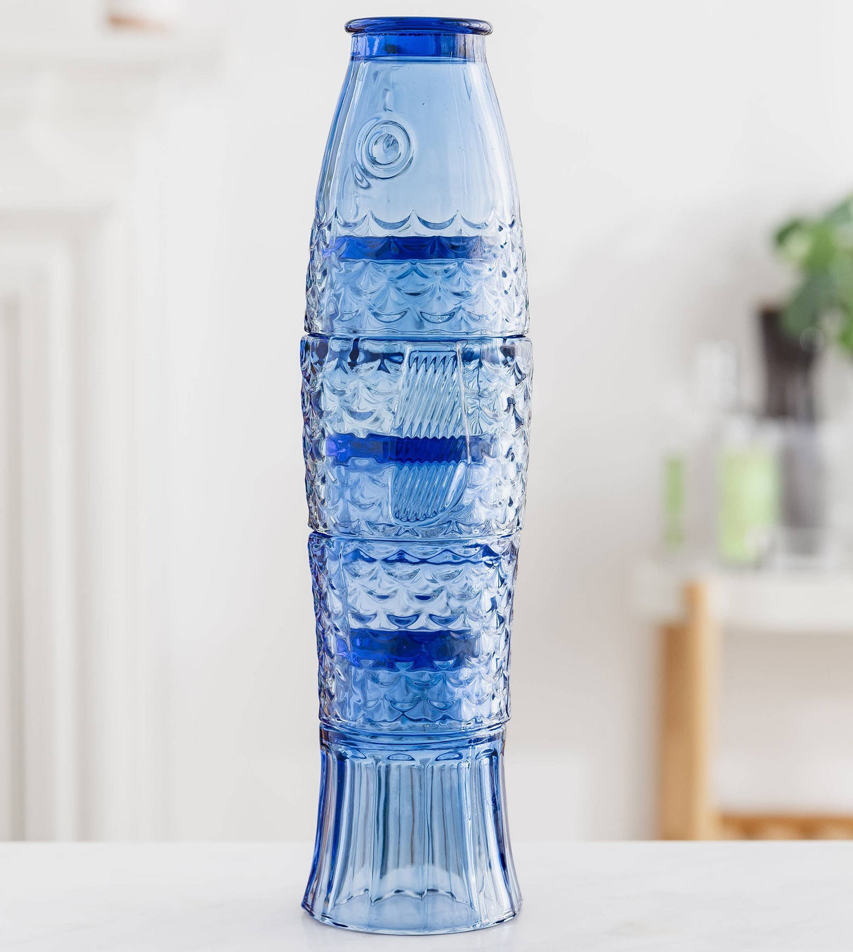 Fish Stacking Drinking Glasses – Blue Set of 4 (250ml Tumblers)