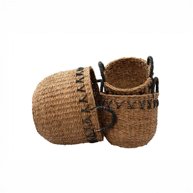 Haora Seagrass Storage Baskets with Tapered Base – Set of 3