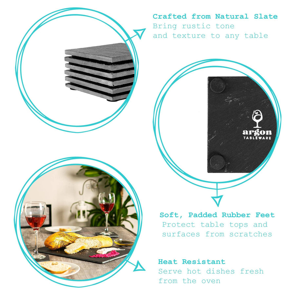 Square Natural Slate Drinks Coaster – 10cm