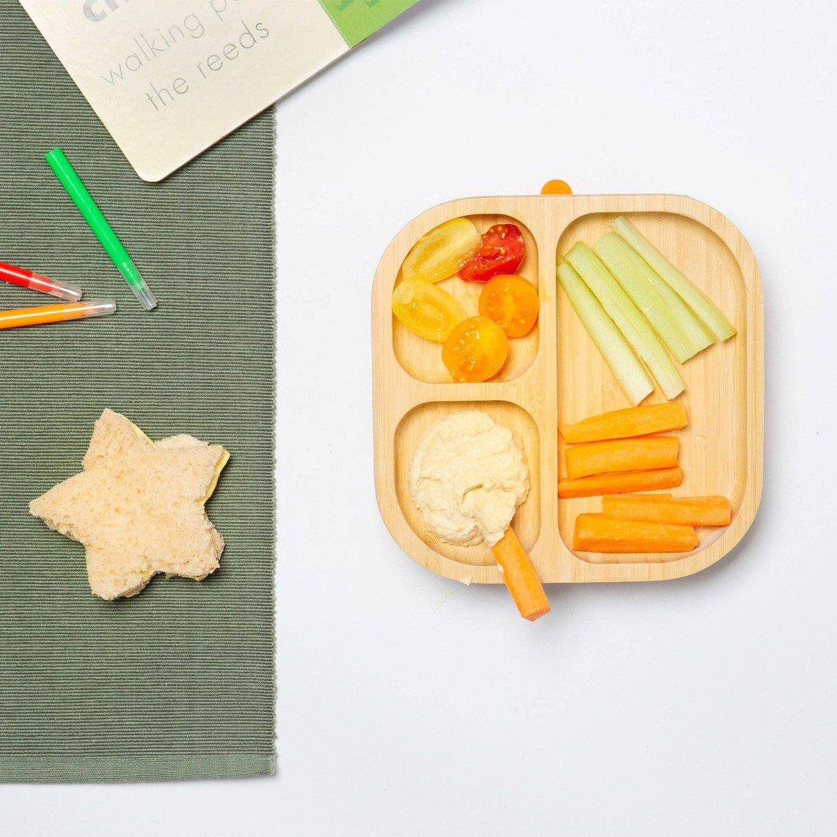 Tiny Dining Kids Bamboo Plate with Suction Cup Orange