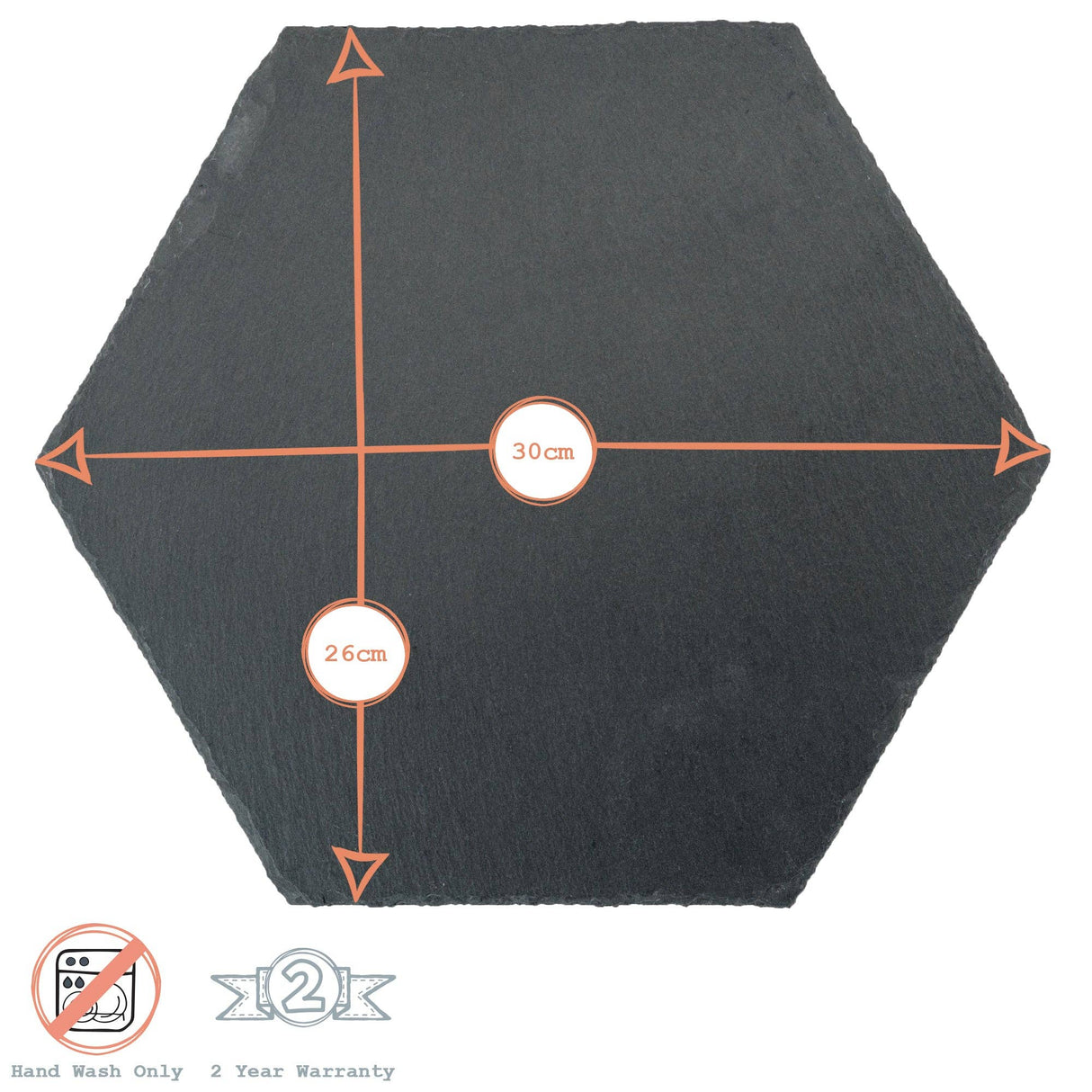 Hexagonal tile with measurements and care instructions on a white background