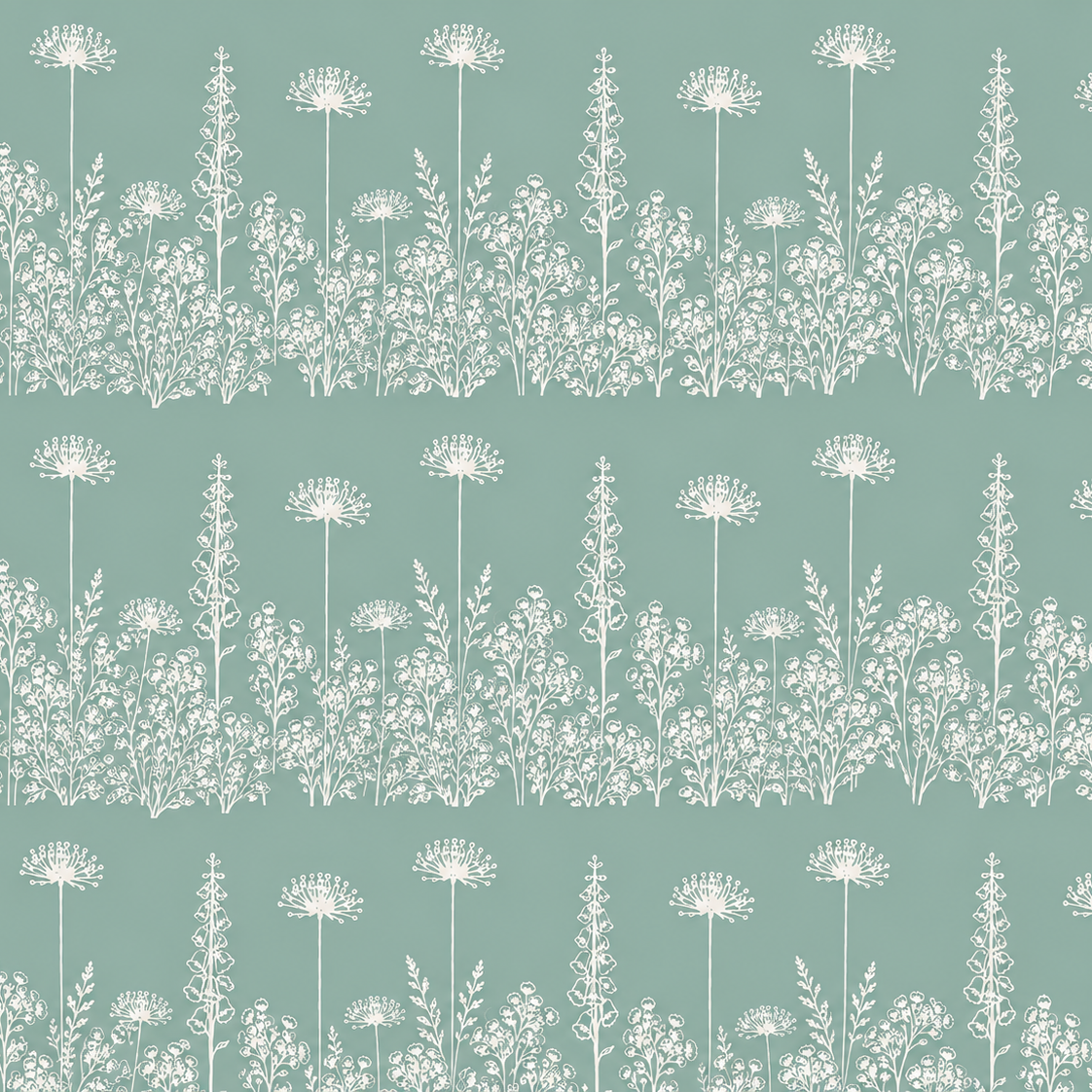 Wrapping paper with White floral pattern on a teal background