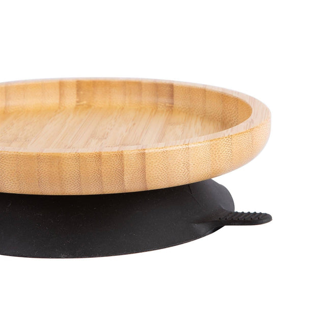 Beige Round Bamboo Suction Plate – by Tiny Dining