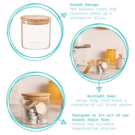 Scandi Glass Storage Jar with Wooden Lid – 550ml Kitchen Storage Container