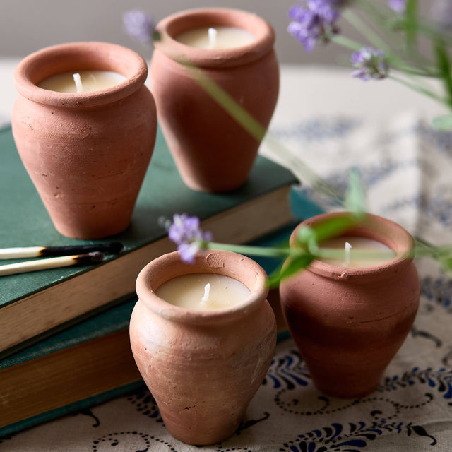 Handmade Terracotta Lavender Candles | Vishal Set of 4