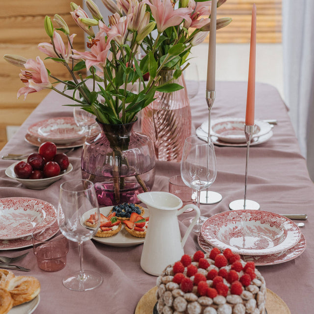 Woodrose Stone-Washed Linen Tablecloth