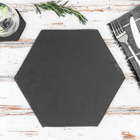 Hexagonal Natural Slate Placemat – 26cm (Optional Engraving)