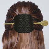 Leather Hair Barrette | Celtic Engraved Hair Slide