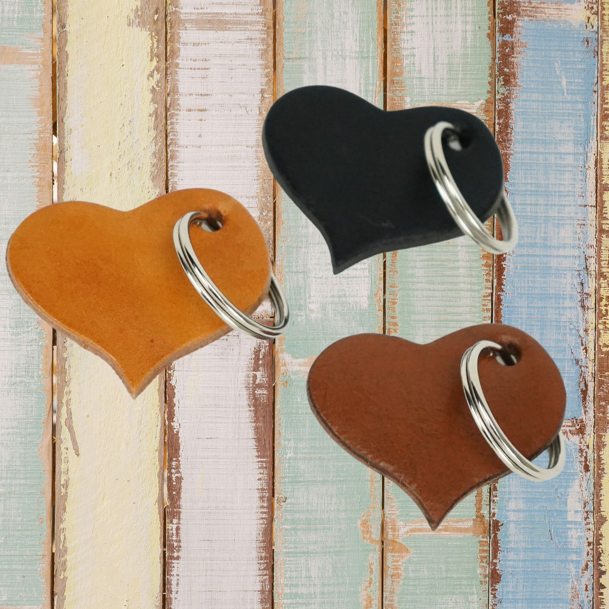 Personalised Leather Heart Keyring – Engraved Genuine Leather Keyring Gift