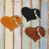 Personalised Leather Heart Keyring – Engraved Genuine Leather Keyring Gift