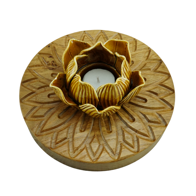 Flower Candle Holder - Mustard