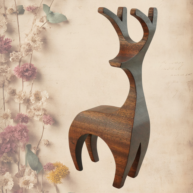 Wooden Reindeer Hardwood Handcrafted