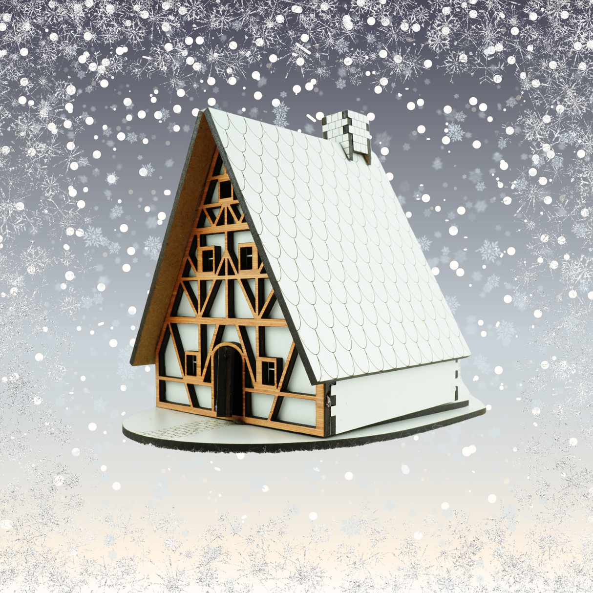 Wooden Christmas Nordic House LED Candle Light