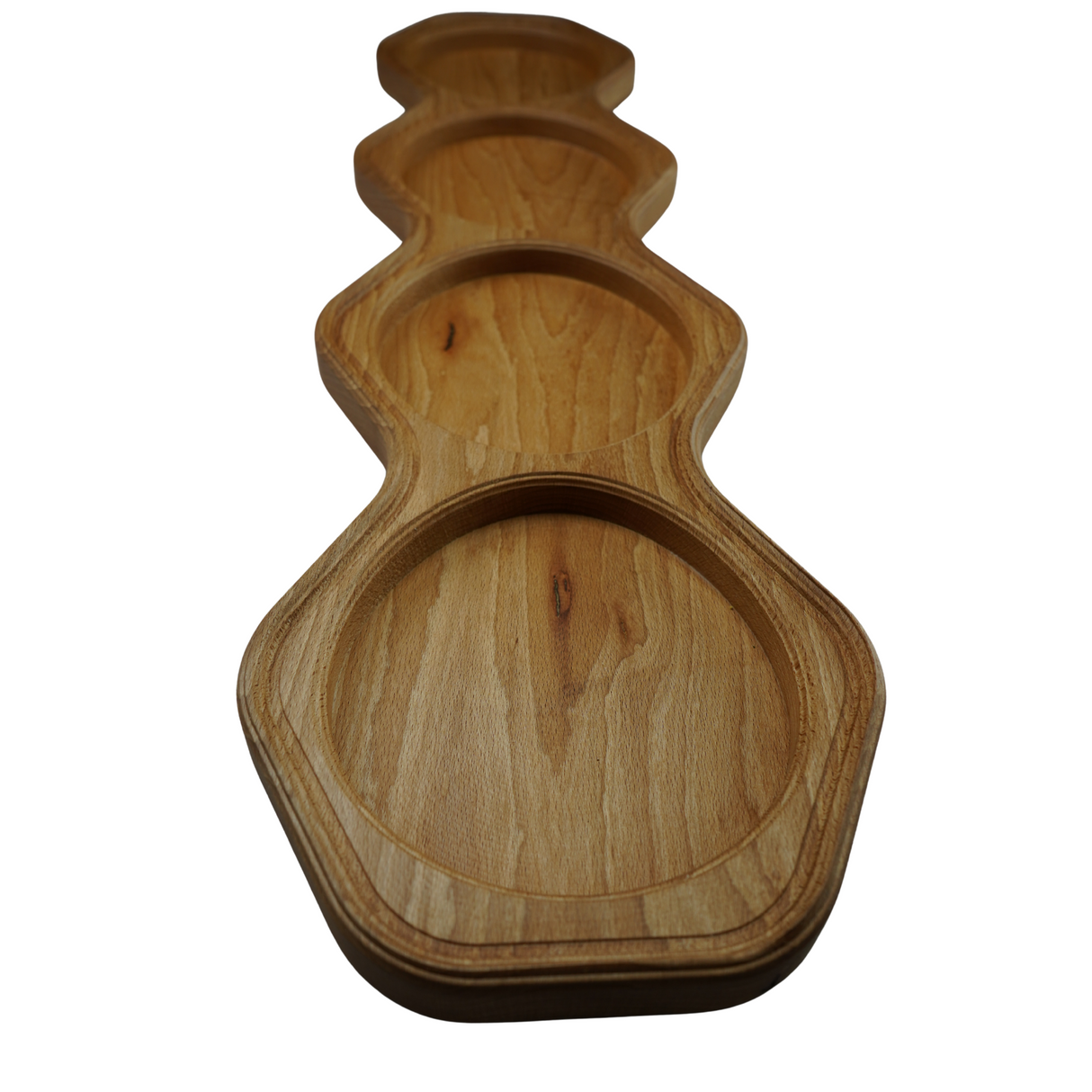 Oak tray with four compartments