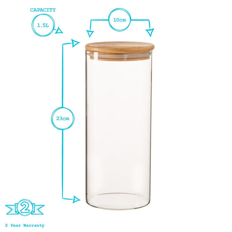 Scandi Glass Storage Jar with Wooden Lid – 1.5L