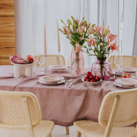 Woodrose Stone-Washed Linen Tablecloth