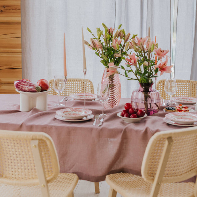 Woodrose Stone-Washed Linen Tablecloth