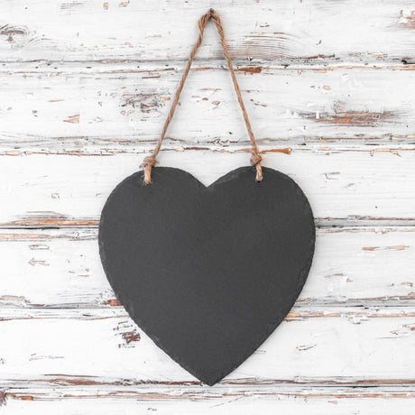 Personalised Large Heart Slate Sign | Engraved Hanging Slate Board
