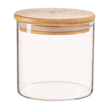 Scandi Glass Storage Jar with Wooden Lid – 550ml Kitchen Storage Container