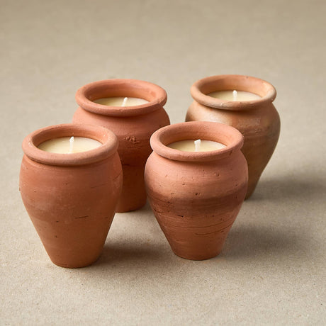 Handmade Terracotta Lavender Candles | Vishal Set of 4