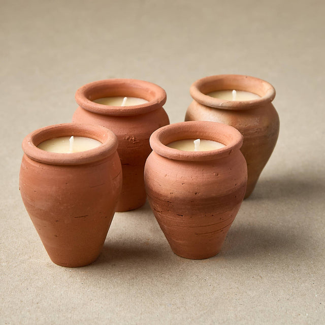 Handmade Terracotta Lavender Candles | Vishal Set of 4