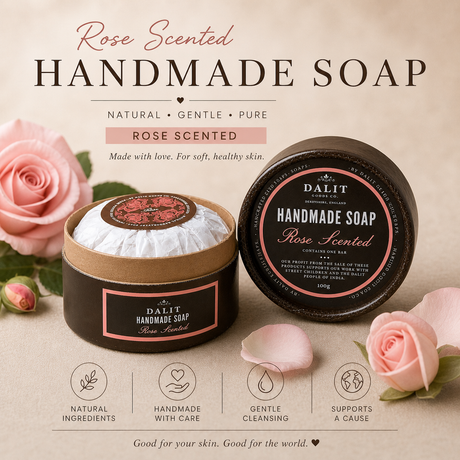 Rose scented hand soap in round pot
