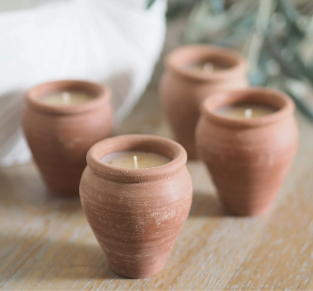 Handmade Terracotta Lavender Candles | Vishal Set of 4